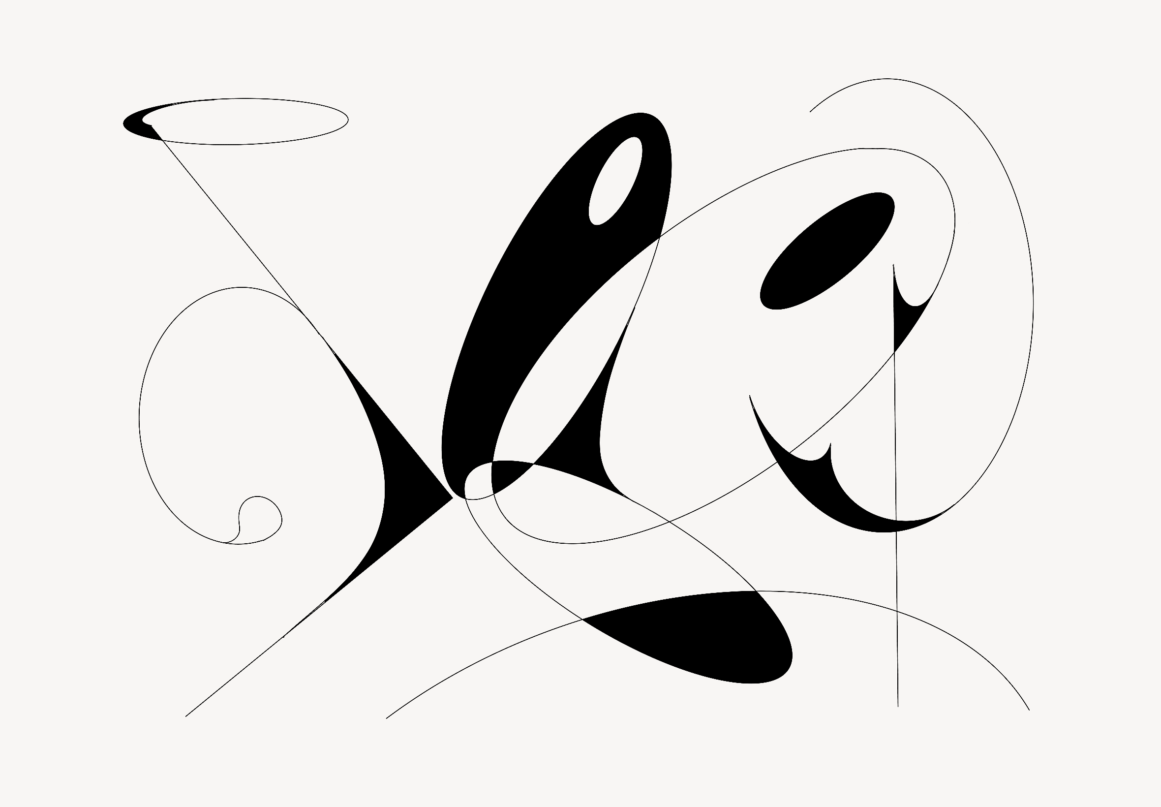 Abstract black linework composition with mirrored forms resembling a yin and yang butterfly.